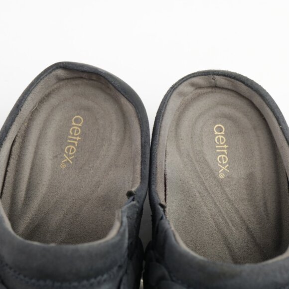 Aetrex Womens Libby Mule Size 7 Navy Suede Plantar Fasciitis Slip On Shoes Cork - Picture 7 of 11